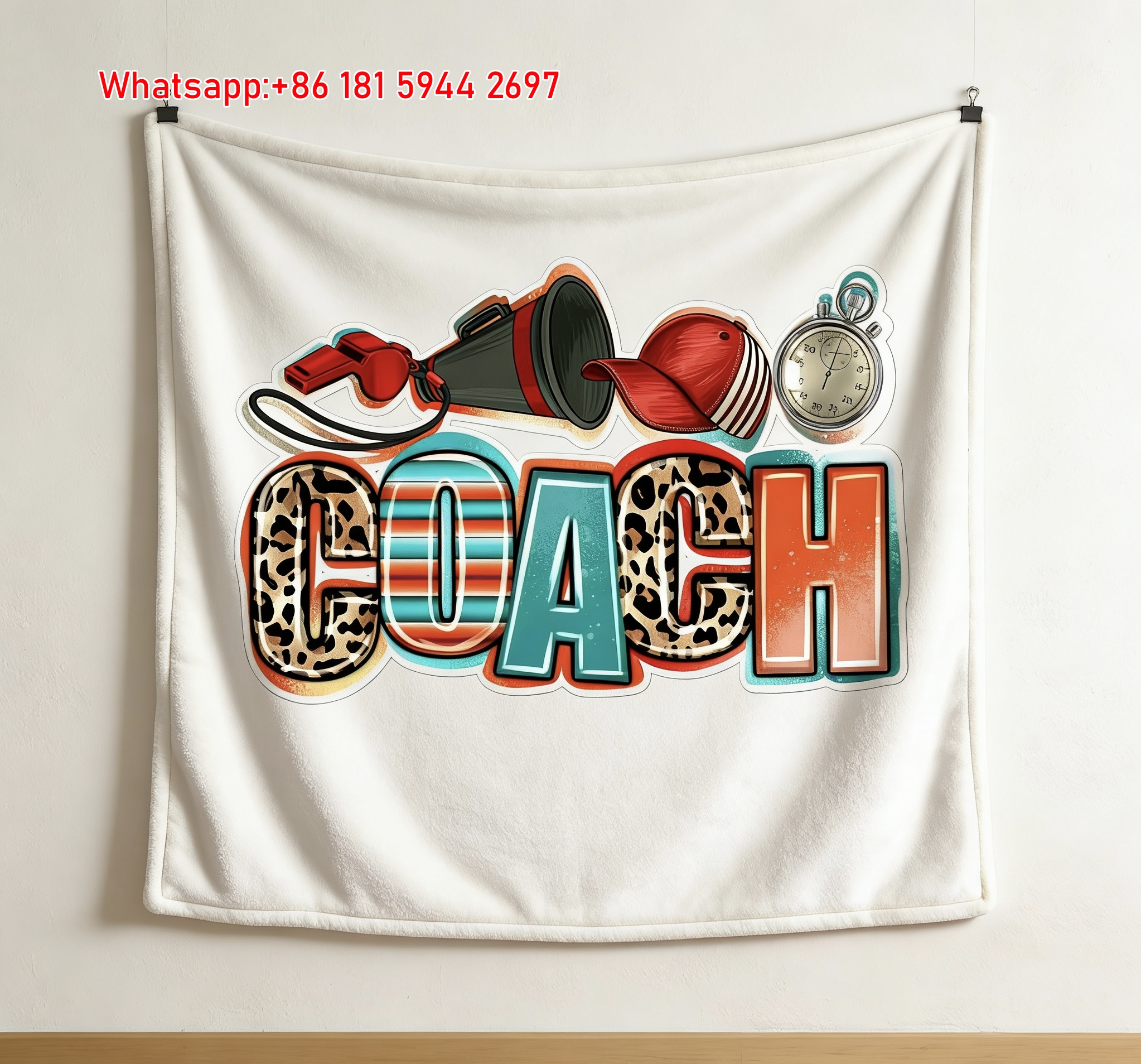 Coach Leopard Print Sports Coach Flannel Throw Blanket C045